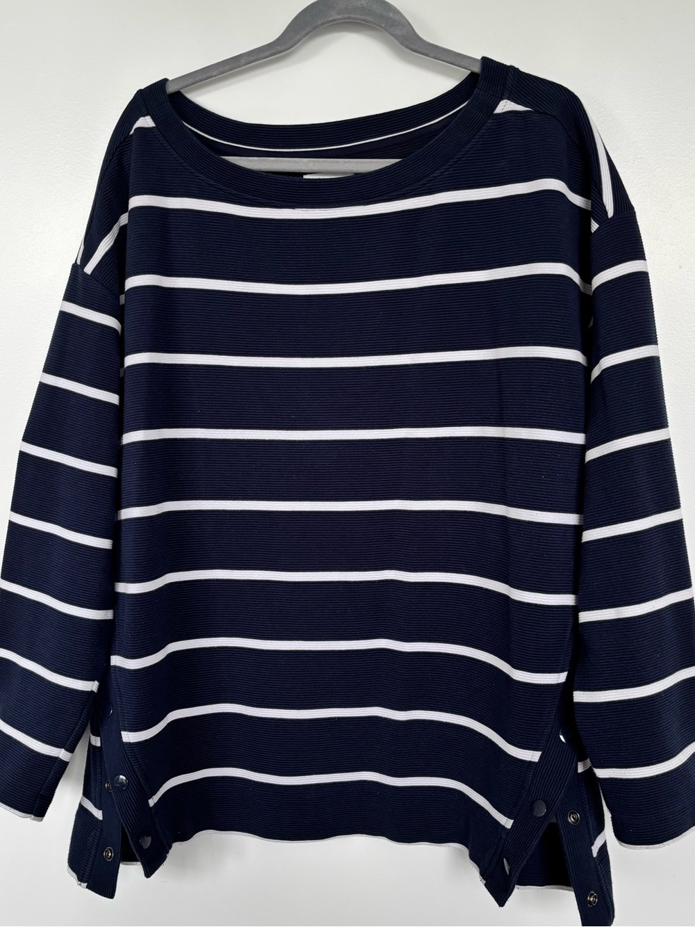 Lou & Grey Striped Side Snap Sweatshirt
